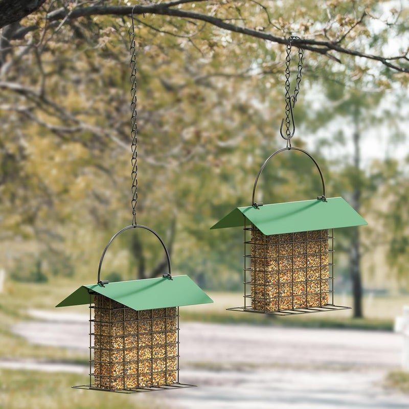 FLINTER Bird Feeder for Outdoors, Suet Feeder Hanging Bird Feeder, Adjustable Chain Hanging for Garden Yard Outside - Suet Cake Feeders to Attracting Birds - Image 4